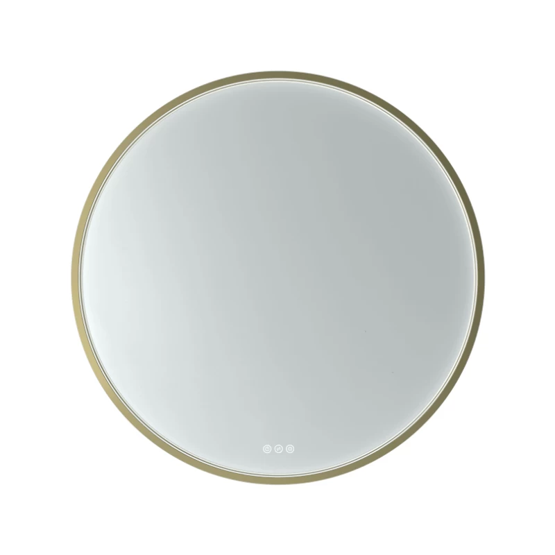 Euro Mirror Olek Brass Aluminium Frame LED Round Mirror 4 Euro Mirror Olek Brass Aluminium Frame LED Round Mirror - Image 2