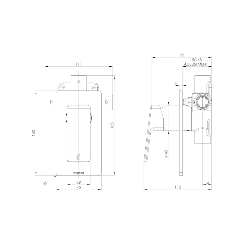 Phoenix Enviro316 Shower / Wall Mixer 4 Phoenix Enviro316 Shower / Wall Mixer - Image 2