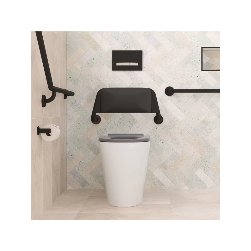 Fienza Care Back Rest With Cushion Plate – Matte Black 6 Fienza Care Back Rest With Cushion Plate – Matte Black - Image 4