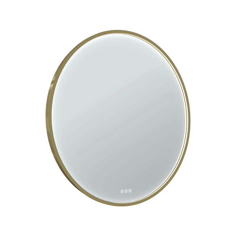 Euro Mirror Olek Brass Aluminium Frame LED Round Mirror 3 Euro Mirror Olek Brass Aluminium Frame LED Round Mirror
