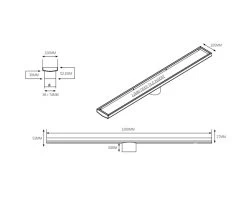 Radiant Linear Tile Insert Floor Grate 100x1200mm + 74mm Outlet -Bathroom Shop 316 rgl 1200 spec