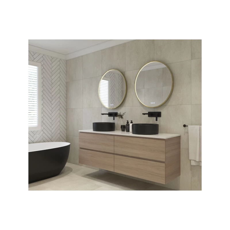 Euro Mirror Olek Brass Aluminium Frame LED Round Mirror 7 Euro Mirror Olek Brass Aluminium Frame LED Round Mirror - Image 5