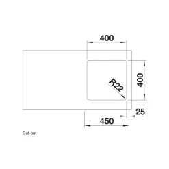 Blanco ANDANO 400-U Single Bowl Sink -Bathroom Shop 526896 Cutout