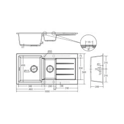 Fienza Kuro Granite Double Bowl Sink With Drainer 32L/14L 5 Fienza Kuro Granite Double Bowl Sink With Drainer 32L/14L -Bathroom Shop 68610 Specs