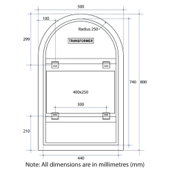 Thermogroup Arch Shape Premium Backlit Mirror -Bathroom Shop AS500C Specs 1