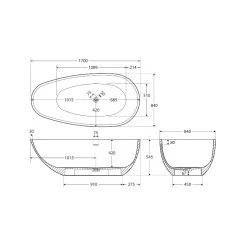 Fienza Bahama Matte Black Stone Bath – 1700mm -Bathroom Shop BAHAMA Matte Black Stone Bath spec