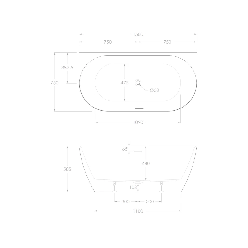 ADP Glacier 1500 Back To Wall Bath 4 ADP Glacier 1500 Back To Wall Bath - Image 2