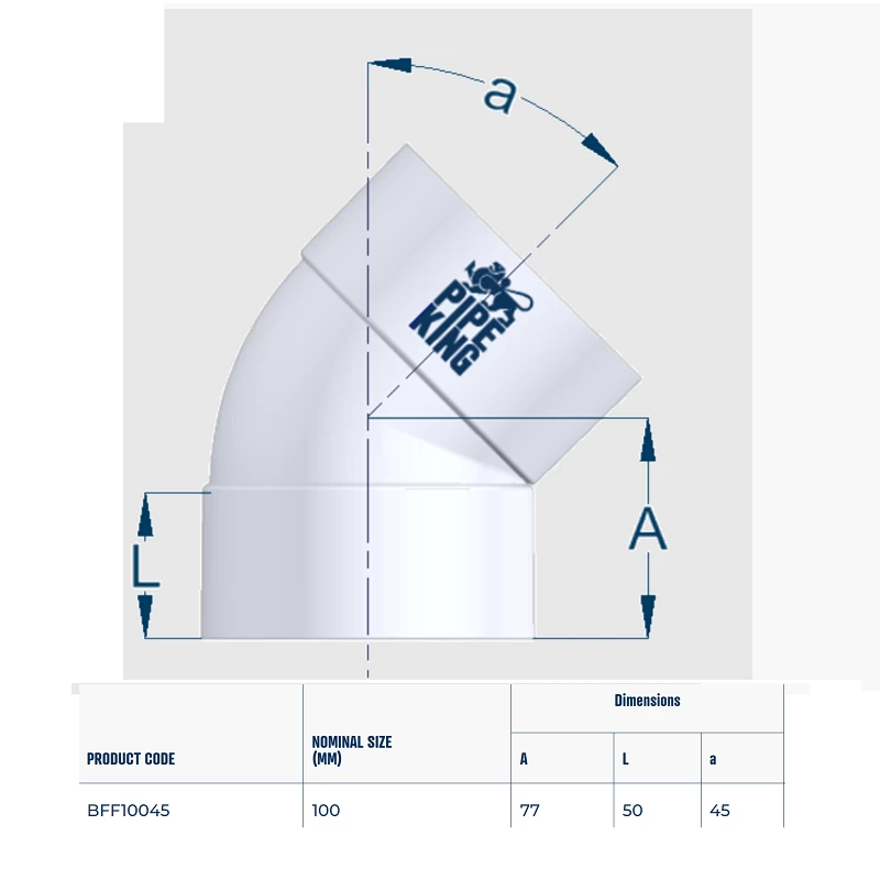 Pipe King 100mm X 45° F&F Plain Bend DWV BFF10045 3 Pipe King 100mm X 45° F&F Plain Bend DWV BFF10045