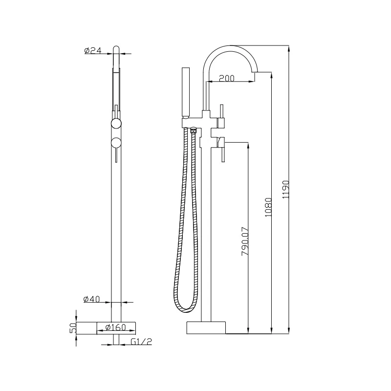 BUK Rund Floorstanding Bath Mixer With Hand Shower 3 BUK Rund Floorstanding Bath Mixer With Hand Shower - Image 2
