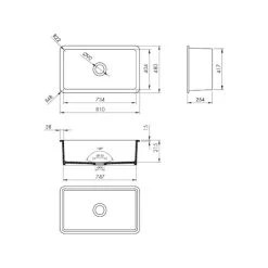 Turner Hastings Cuisine 81 X 48 Fine Fireclay Matte Black Sink With Overflow -Bathroom Shop CU81FS MB Specs