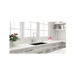 Turner Hastings Cuisine 81 X 48 Fine Fireclay Matte Black Sink With Overflow -Bathroom Shop CU81FS MB Undermount