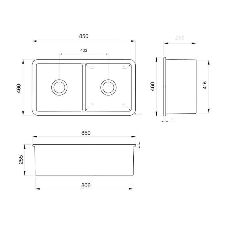 Turner Hastings Cuisine 85 X 46 Double Inset / Undermount Fine Fireclay Sink Gloss White 4 Turner Hastings Cuisine 85 X 46 Double Inset / Undermount Fine Fireclay Sink Gloss White - Image 2