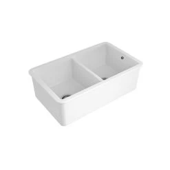 Turner Hastings Cuisine 85 X 46 Double Inset / Undermount Fine Fireclay Sink With Overflow
