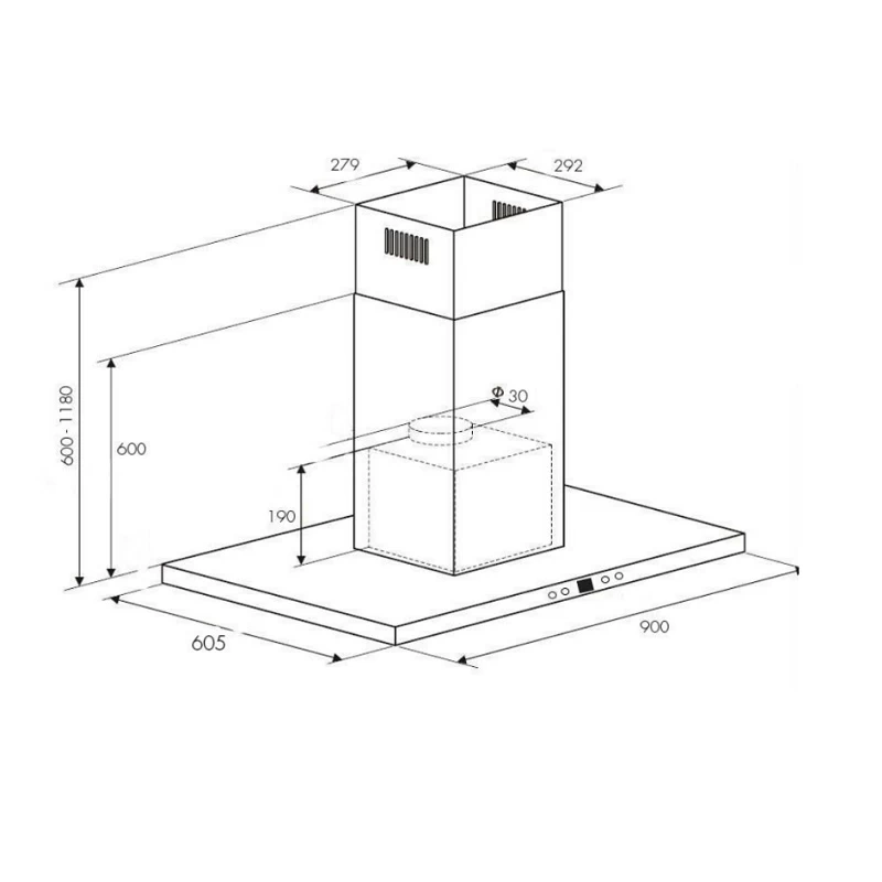 Euro Appliances 90cm Island Canopy Rangehood 4 Euro Appliances 90cm Island Canopy Rangehood - Image 2