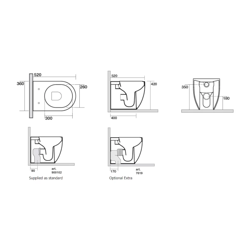 Kerasan Flo NoRim Pedestal Pan & Seat – Gloss White 4 Kerasan Flo NoRim Pedestal Pan & Seat – Gloss White - Image 2