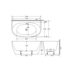 Fienza Keeto Back To Wall Acrylic Bath 1300mm -Bathroom Shop FR65 1300