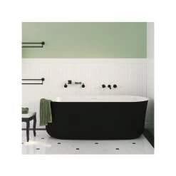 Fienza Windsor Freestanding Bath With Overflow 1700mm – Matte Black -Bathroom Shop FR72 1700B OF Lifestyle