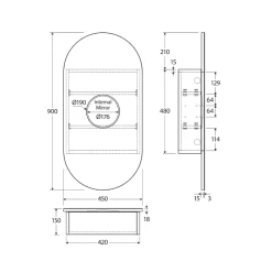 Fienza Pill Mirror Cabinet 450 X 900mm -Bathroom Shop Fienza Pill Mirror Cabinet 450 x 900mm PSH450PILL Spec