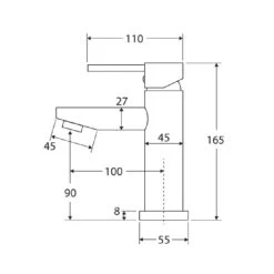 Fienza Hustle Basin Mixer -Bathroom Shop HUSTLE Basin Mixer spec 600x600 1