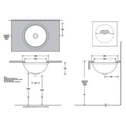Johnson Suisse Emilia Round Compact Undercounter Vanity Basin With 32mm Pop-up Waste -Bathroom Shop JBSE236 spec