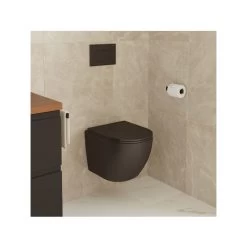 Fienza Koko Tornado Flush Wall Hung Toilet Suite Matte Black, Geberit In-Wall Cistern -Bathroom Shop K2376MB Lifestyle 2