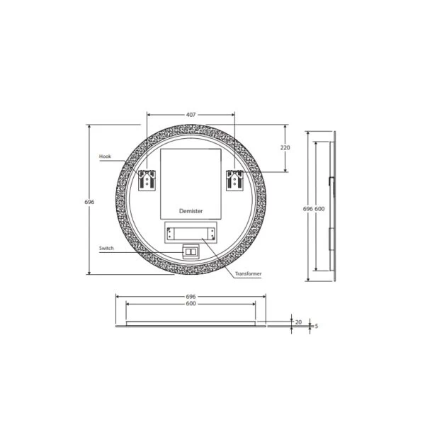 Fienza Kaya Round LED Mirror 4 Fienza Kaya Round LED Mirror - Image 2