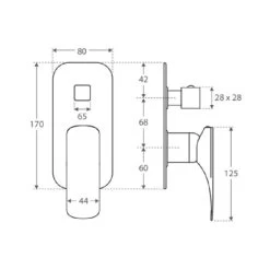 Fienza Luciana Wall Diverter Mixer – 35mm Cartridges -Bathroom Shop LUCIANA Wall Mixer Diverter spec 600x600 1