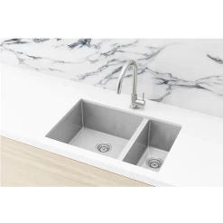 Meir Lavello Double Bowl Sink 670mm Brushed Nickel