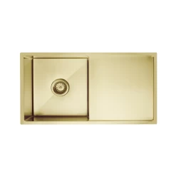 Meir Lavello Single Bowl Sink With Drainer Brushed Bronze Gold