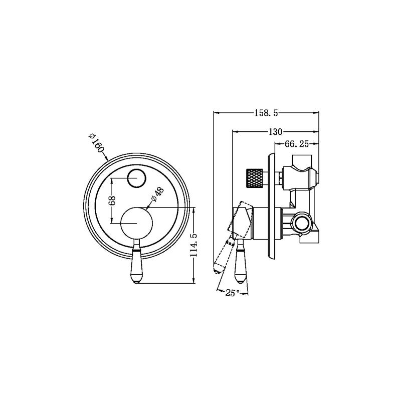 Nero York Shower Mixer With Diverter With Black Porcelain Lever Chrome 4 Nero York Shower Mixer With Diverter With Black Porcelain Lever Chrome - Image 2