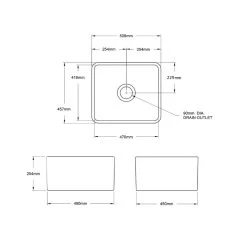 Turner Hastings Novi 50 X 46 Matte White Fine Fireclay Butler Sink -Bathroom Shop Novi 50 x 46 spec