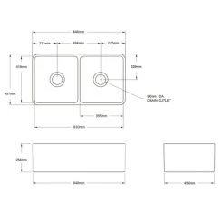 Turner Hastings Novi 85 X 46 Fine Fireclay Matte Black Butler Sink -Bathroom Shop Novi 85 Spec 600x600 1