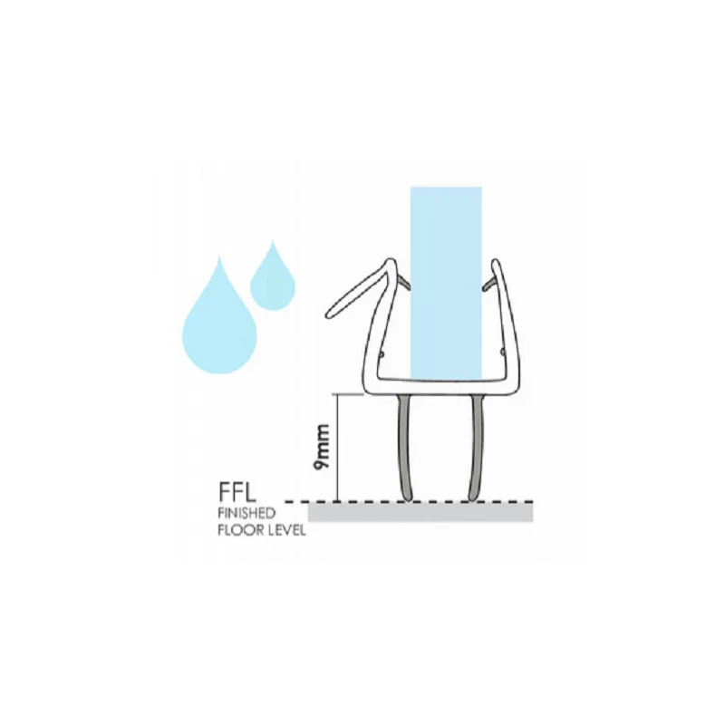 Glass Outlet PVC Under Door Seal 2100mm To Suit 10mm Glass, 9mm Fins 3 Glass Outlet PVC Under Door Seal 2100mm To Suit 10mm Glass, 9mm Fins