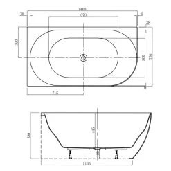 Castano Positano 1400 Corner Bath Left Hand -Bathroom Shop POS1400CB LH Spec