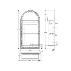 Fienza Arch LED Mirror Cabinet -Bathroom Shop PSH450ARCH LED spec
