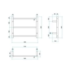 Thermogroup Straight Round Budget Heated Towel Rail W550 X H450mm -Bathroom Shop Polished Stainless Steel BS24M spec 600x600 1