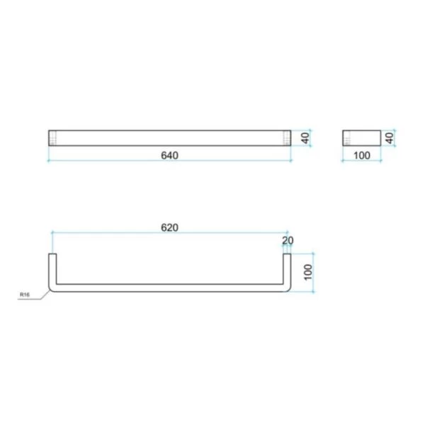 Thermogroup Single Bar Heated Rail Square W640 X H40mm 4 Thermogroup Single Bar Heated Rail Square W640 X H40mm - Image 2