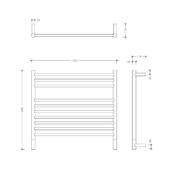 Thermogroup Jeeves Ladder Heated Towel Rail W1000 X H690mm 4 Thermogroup Jeeves Ladder Heated Towel Rail W1000 X H690mm - Image 2