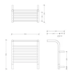 Thermogroup Jeeves Heated Towel Rail W620 X H555mm -Bathroom Shop Polished Stainless Steel Jeeves M62SPR Spec 600x600 1