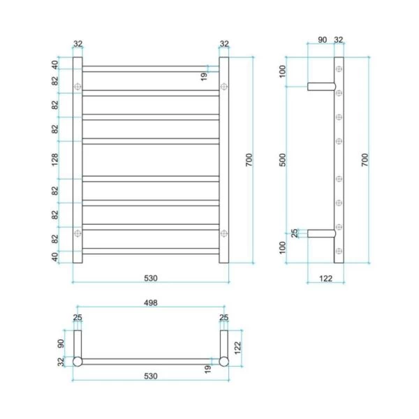 Thermogroup Ladder Heated Towel Rail Round W530 X H700mm 4 Thermogroup Ladder Heated Towel Rail Round W530 X H700mm - Image 2
