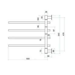 Thermogroup Swivel Heated Towel Rail Square – W600 X H540mm -Bathroom Shop Polished Stainless Steel SV35 Spec 600x600 1
