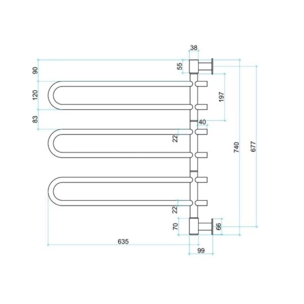 Thermogroup Swivel Heated Towel Rail Round – W675 X H740mm 4 Thermogroup Swivel Heated Towel Rail Round – W675 X H740mm - Image 2