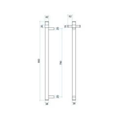 Thermogroup Vertical Heated Towel Rail Square – W142 X H900mm 7 Thermogroup Vertical Heated Towel Rail Square – W142 X H900mm -Bathroom Shop Polished Stainless Steel VS900SH Spec 600x600 1