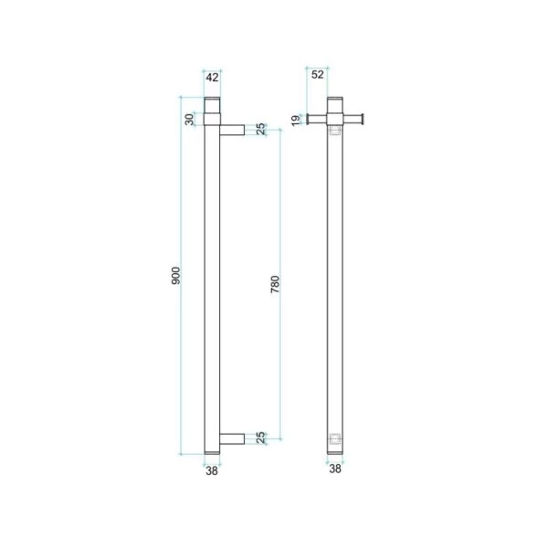 Thermogroup Vertical Heated Towel Rail Square – W142 X H900mm 5 Thermogroup Vertical Heated Towel Rail Square – W142 X H900mm - Image 3