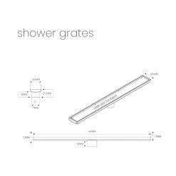 Radiant Linear Patterned Floor Grate 100x900mm + 74mm Outlet -Bathroom Shop Radiant Linear Patterned Floor Grate 100x90074mm Outlet Specs