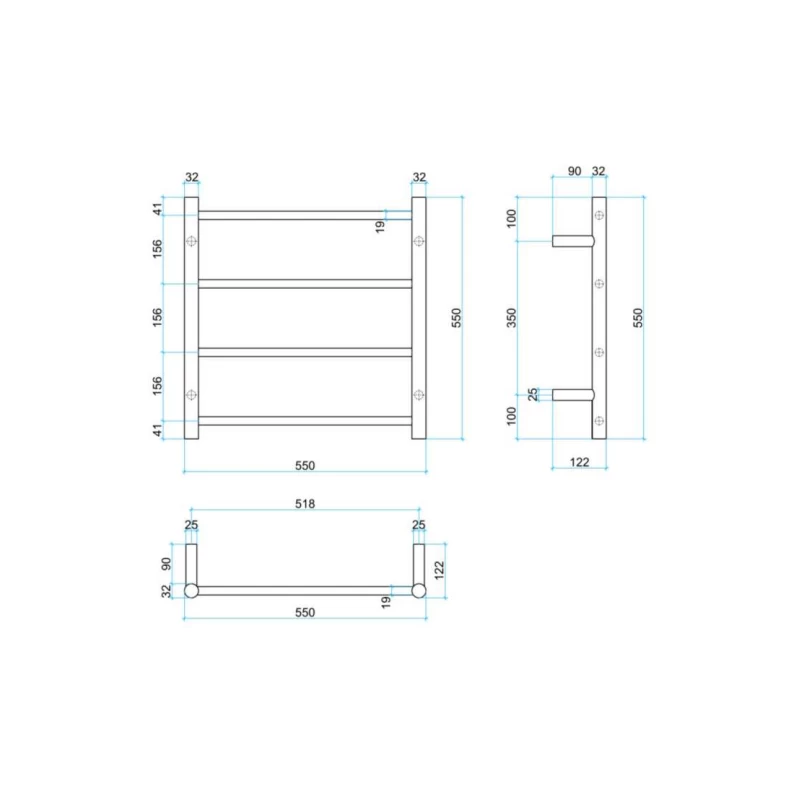 Thermogroup Matte Black Round Ladder Heated Towel Rail W550 X H550mm 4 Thermogroup Matte Black Round Ladder Heated Towel Rail W550 X H550mm - Image 2