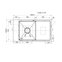 Castano Lirio Care Sink Single Bowl And Drainer -Bathroom Shop SSLIRSBD800 Spec