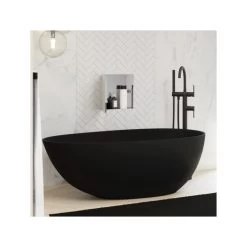 Fienza Bahama Matte Black Stone Bath – 1700mm -Bathroom Shop ST03 MB 1