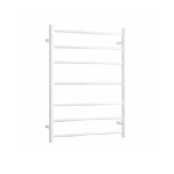 Thermogroup Satin White Round Ladder Heated Towel Rail W600 X H800mm
