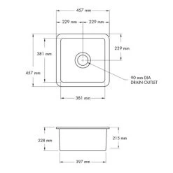 Turner Hastings Cuisine 46 X 46 Inset-Undermount Fine Fireclay Sink -Bathroom Shop Turner Hastings Cuisine 46 x 46 Inset Undermount Fine Fireclay Sink CU46FS Spec 600x600 1